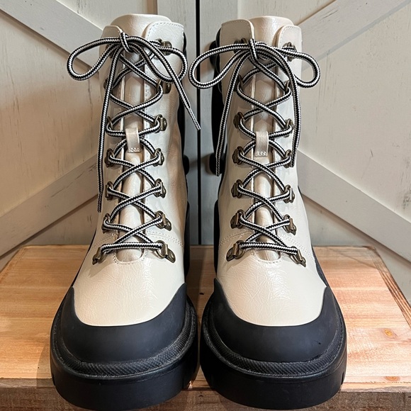 Michael by Michael Shannon Natacha Ivory Platform Moto Combat Boots Size 8 NEW - Picture 4 of 10